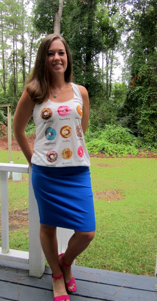 Tank - elle & k boutique ($20); shoes and skirt - Old Navy